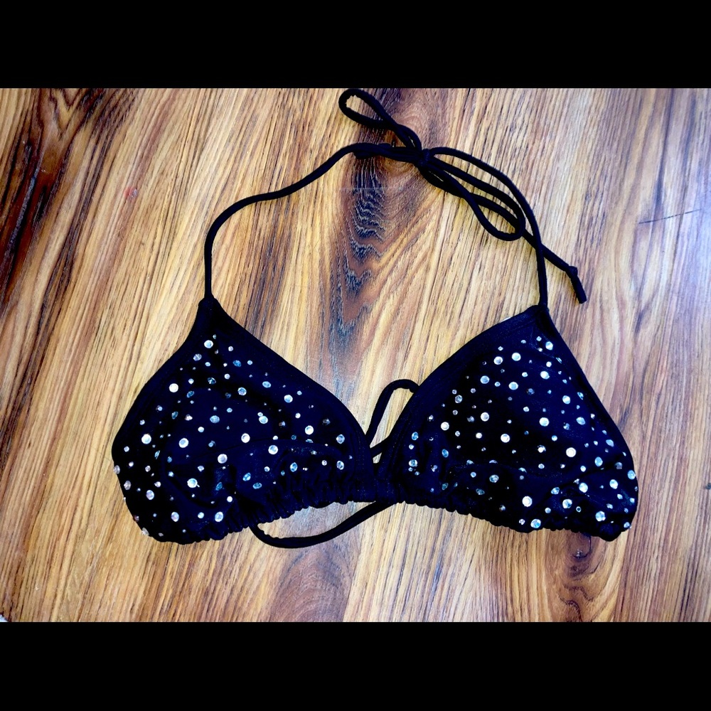Black sparkle bikini top